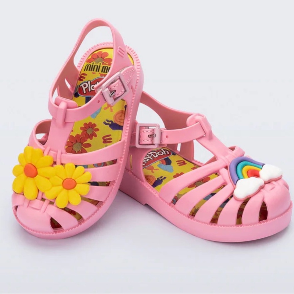 NIB Mini Melissa x Play Dog Possession Jelly Sandals Pink Size 7 Baby Toddler